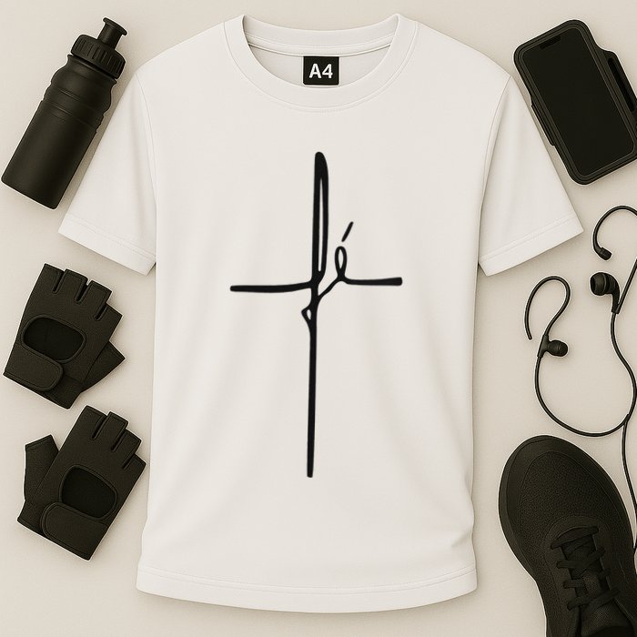 Simple Faith Cross In Portuguese Camiseta Fe Cooling Performance Crew T-Shirt