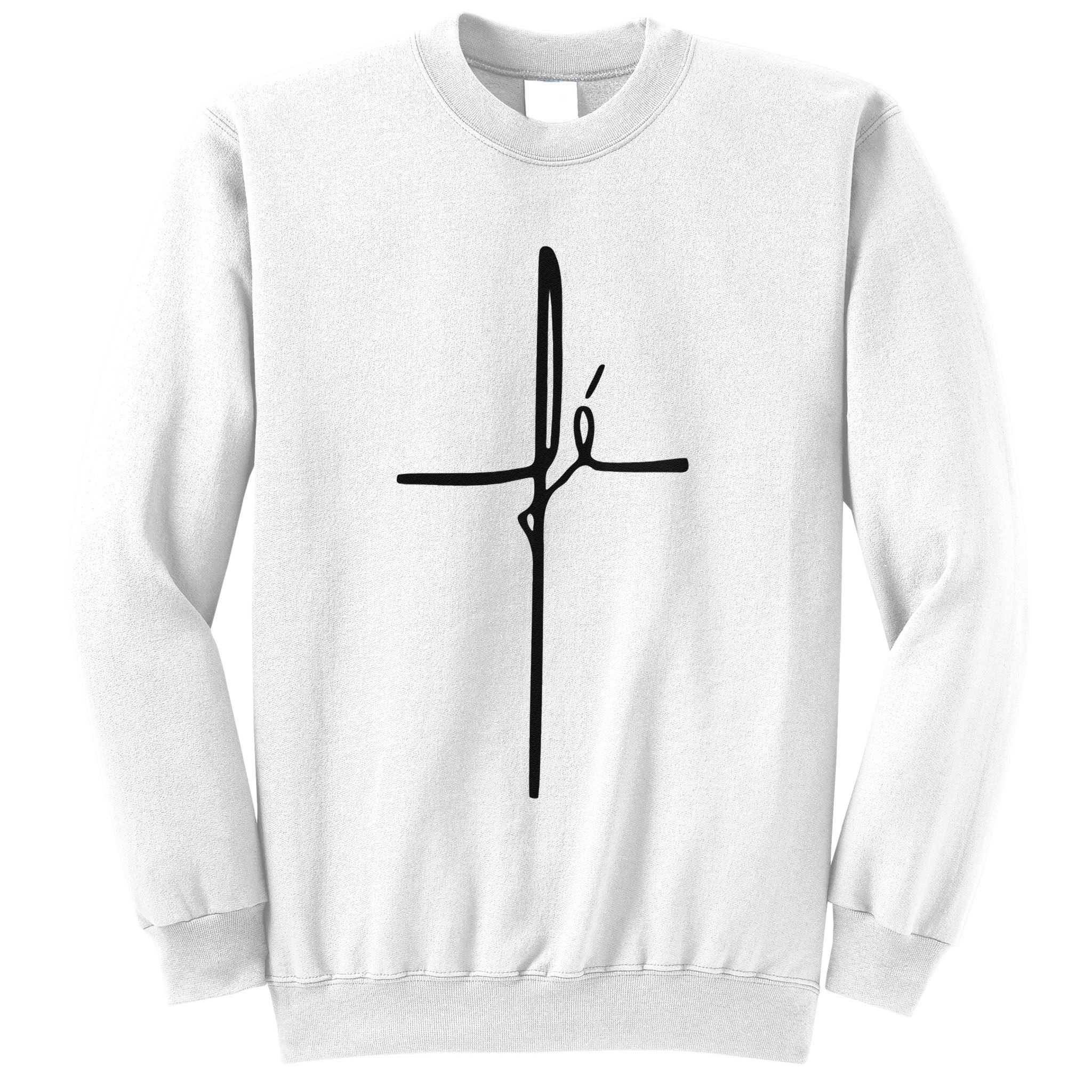 Simple Faith Cross In Portuguese Camiseta Fe Sweatshirt