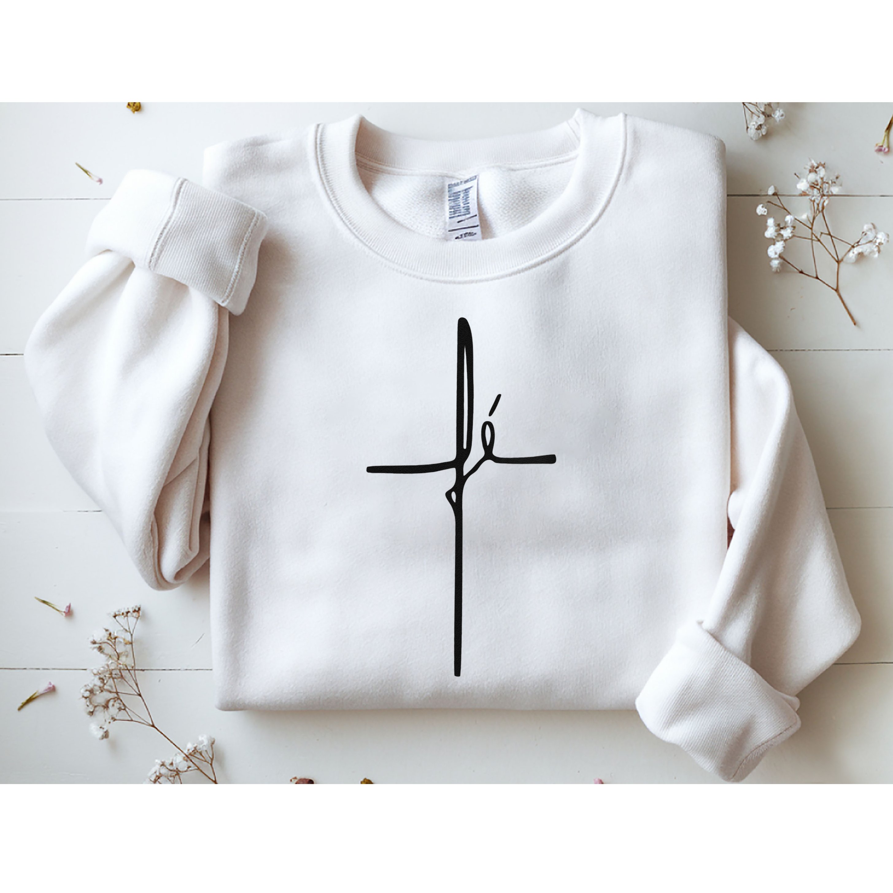 Simple Faith Cross In Portuguese Camiseta Fe Sweatshirt