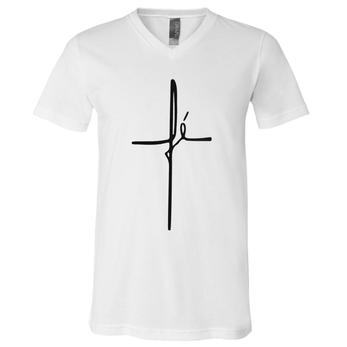 Simple Faith Cross In Portuguese Camiseta Fe V-Neck T-Shirt