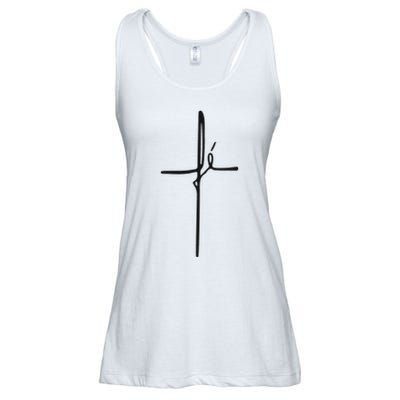 Simple Faith Cross In Portuguese Camiseta Fe Ladies Essential Flowy Tank