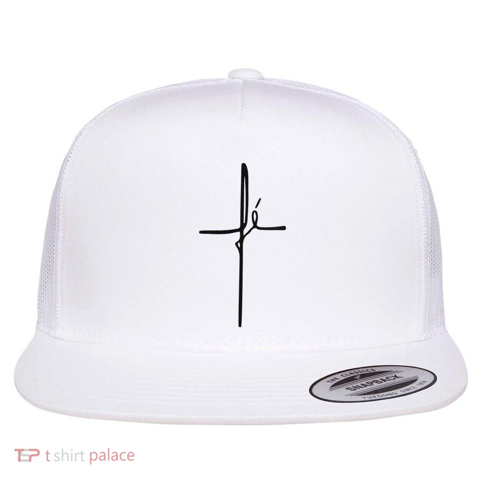 Simple Faith Cross In Portuguese Camiseta Fe Flatbill Hat