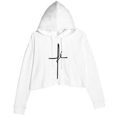 Simple Faith Cross In Portuguese Camiseta Fe Crop Fleece Hoodie