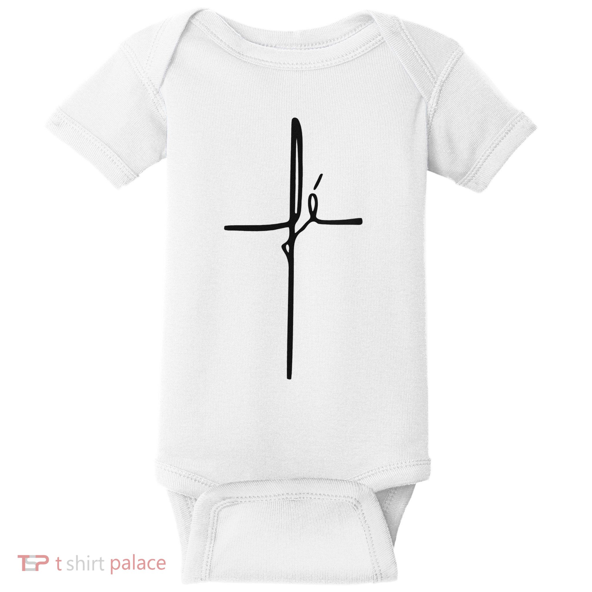 Simple Faith Cross In Portuguese Camiseta Fe Baby Bodysuit