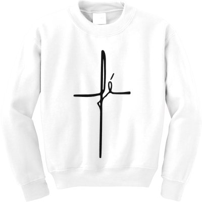 Simple Faith Cross In Portuguese Camiseta Fe Kids Sweatshirt
