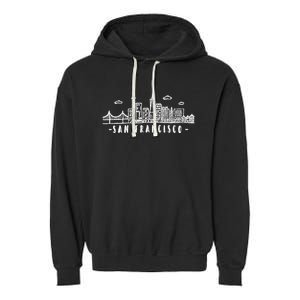 San Francisco California Skyline Garment-Dyed Fleece Hoodie