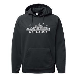 San Francisco California Skyline Performance Fleece Hoodie