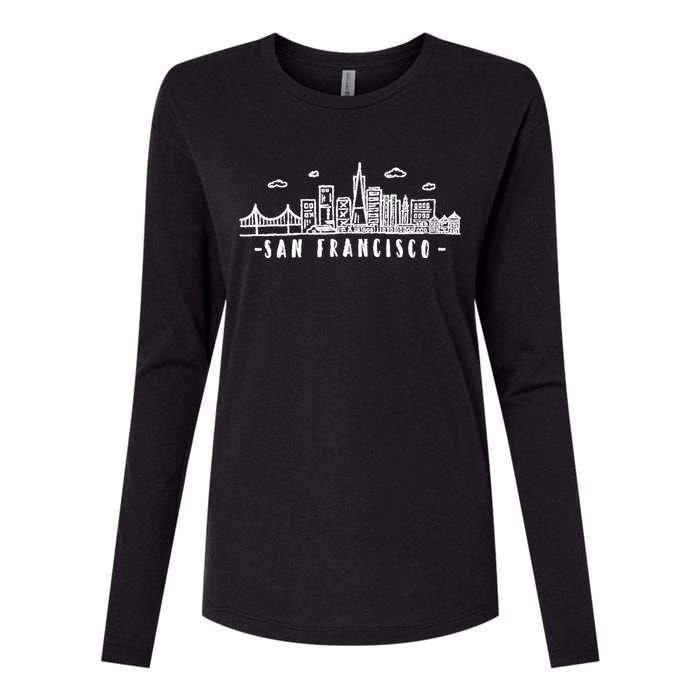 San Francisco California Skyline Womens Cotton Relaxed Long Sleeve T-Shirt