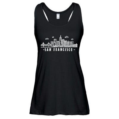 San Francisco California Skyline Ladies Essential Flowy Tank