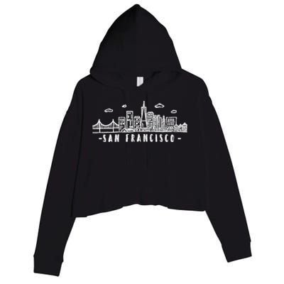 San Francisco California Skyline Crop Fleece Hoodie