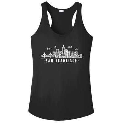 San Francisco California Skyline Ladies PosiCharge Competitor Racerback Tank