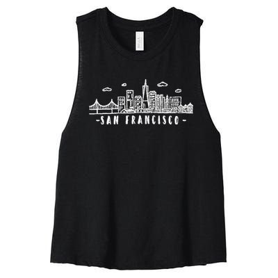 San Francisco California Skyline Women's Racerback Cropped Tank