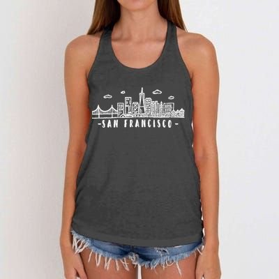 San Francisco California Skyline Women's Knotted Racerback Tank