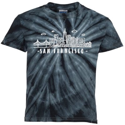 San Francisco California Skyline Kids Tie-Dye T-Shirt