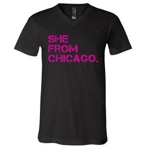 She From Chicago V-Neck T-Shirt