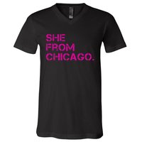 She From Chicago V-Neck T-Shirt