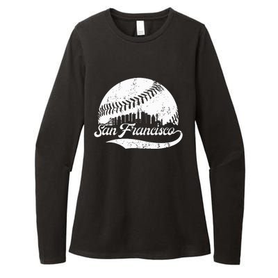 San Francisco California Vintage Skyline Apparel Womens CVC Long Sleeve Shirt