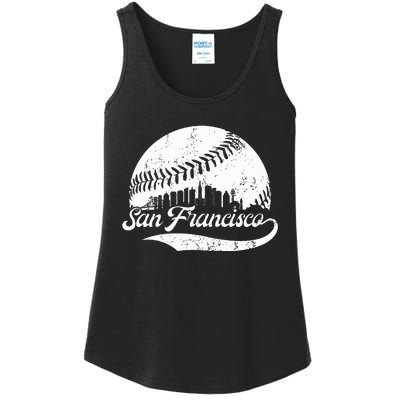 San Francisco California Vintage Skyline Apparel Ladies Essential Tank