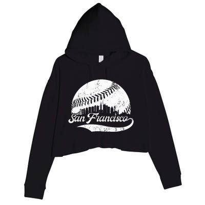 San Francisco California Vintage Skyline Apparel Crop Fleece Hoodie