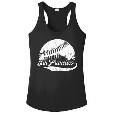 San Francisco California Vintage Skyline Apparel Ladies PosiCharge Competitor Racerback Tank