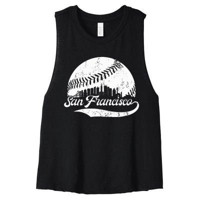 San Francisco California Vintage Skyline Apparel Women's Racerback Cropped Tank