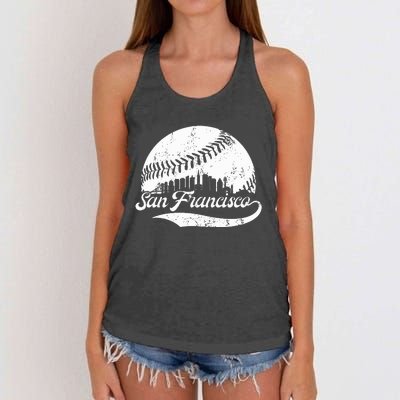 San Francisco California Vintage Skyline Apparel Women's Knotted Racerback Tank