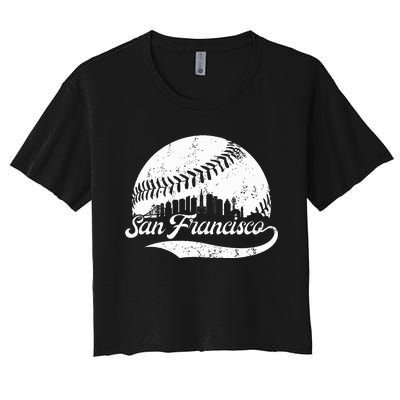 San Francisco California Vintage Skyline Apparel Women's Crop Top Tee