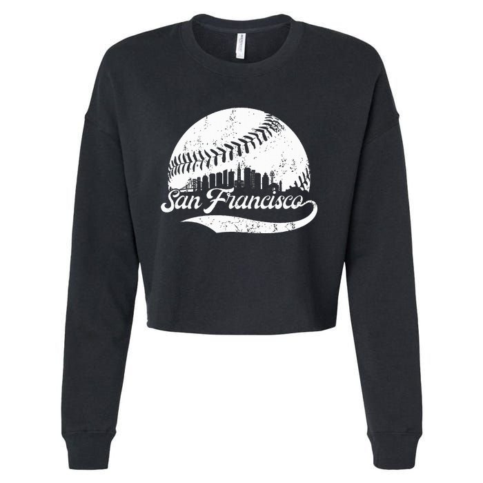 San Francisco California Vintage Skyline Apparel Cropped Pullover Crew