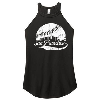 San Francisco California Vintage Skyline Apparel Women's Perfect Tri Rocker Tank