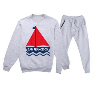 San Francisco California Sailing Boat Souvenir Premium Crewneck Sweatsuit Set