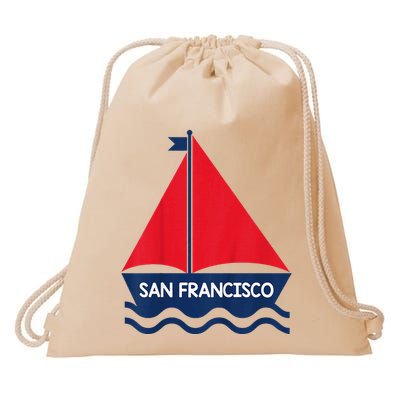 San Francisco California Sailing Boat Souvenir Drawstring Bag