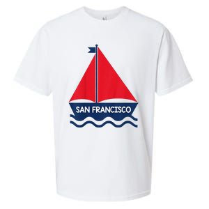 San Francisco California Sailing Boat Souvenir Sueded Cloud Jersey T-Shirt