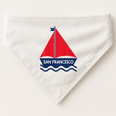 San Francisco California Sailing Boat Souvenir USA-Made Doggie Bandana
