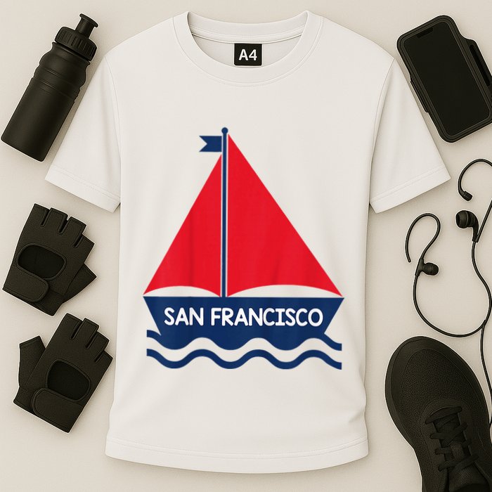 San Francisco California Sailing Boat Souvenir Cooling Performance Crew T-Shirt