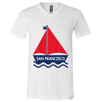 San Francisco California Sailing Boat Souvenir V-Neck T-Shirt