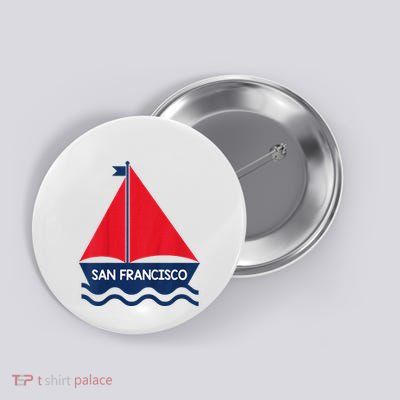 San Francisco California Sailing Boat Souvenir Button