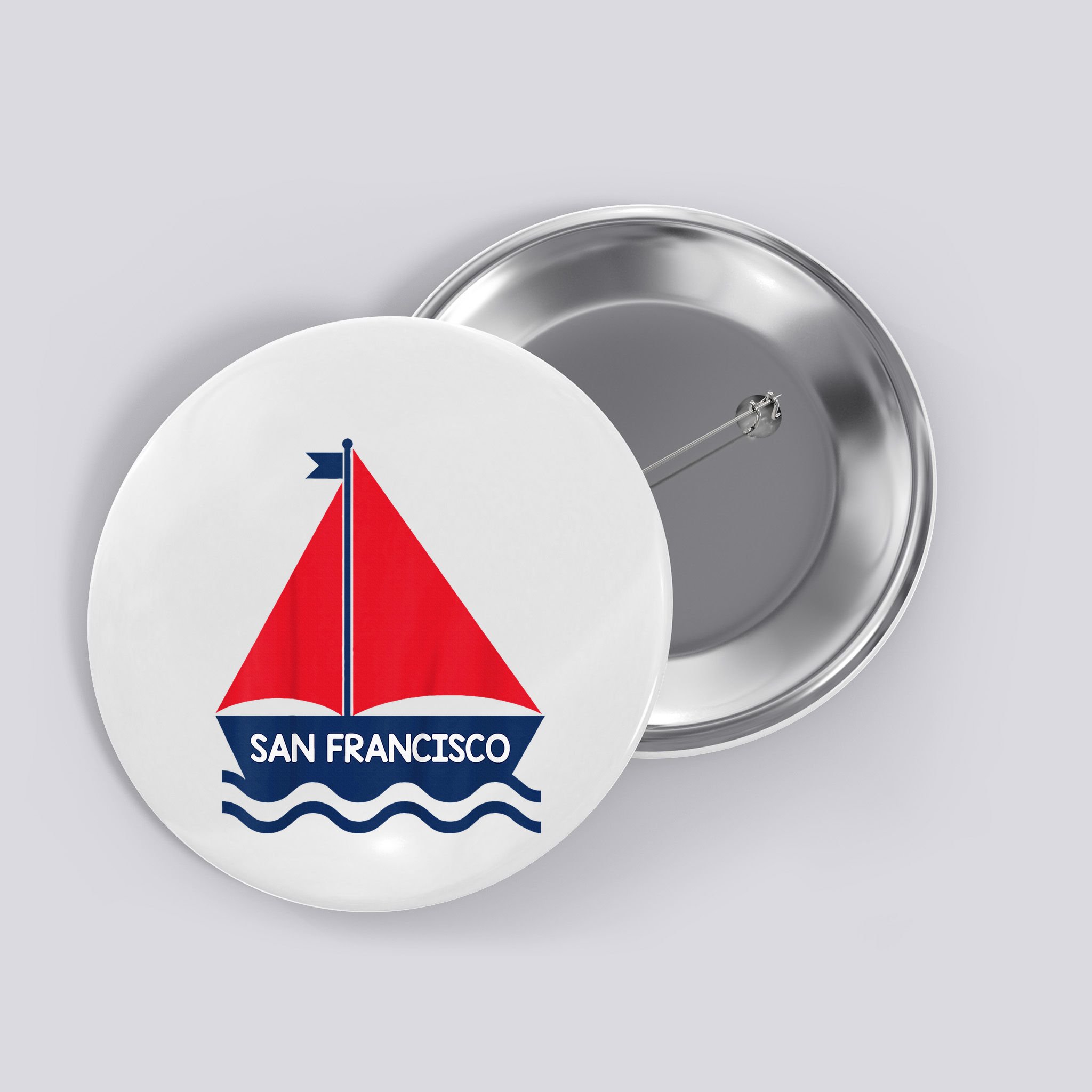 San Francisco California Sailing Boat Souvenir Button