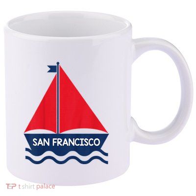 San Francisco California Sailing Boat Souvenir 11oz C Handle Ceramic Mug