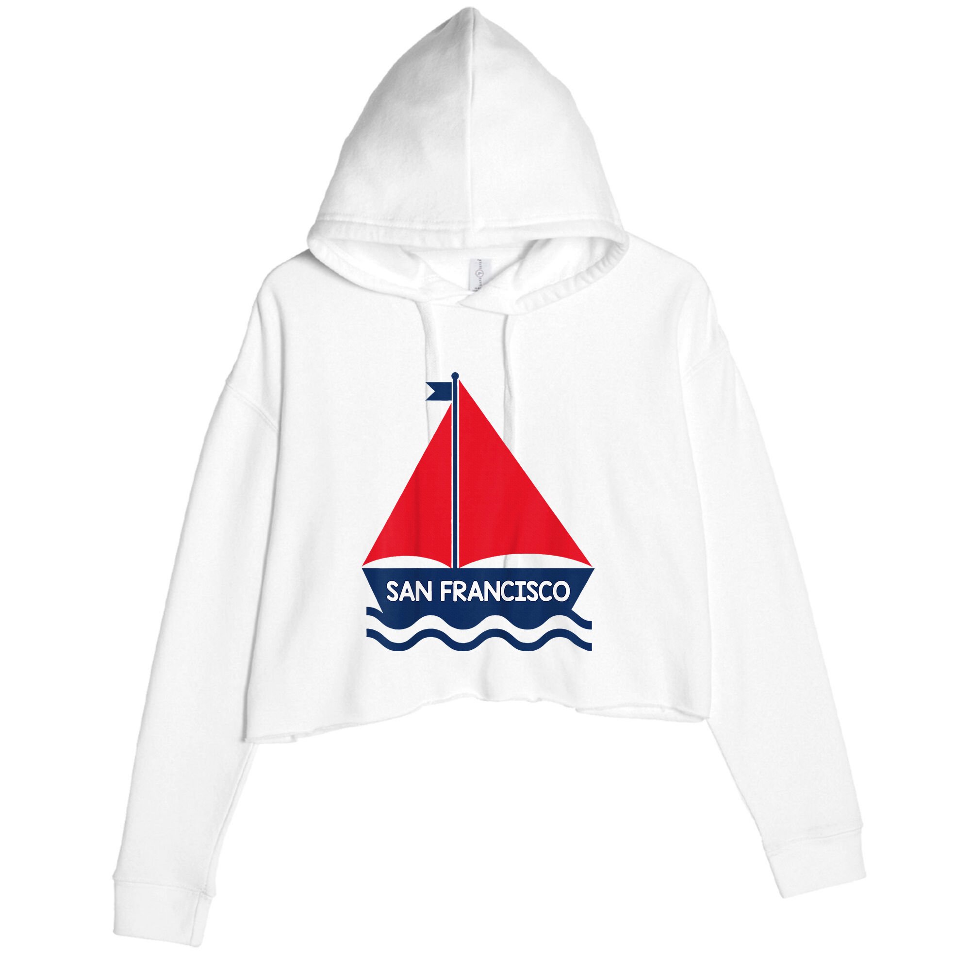 San Francisco California Sailing Boat Souvenir Crop Fleece Hoodie