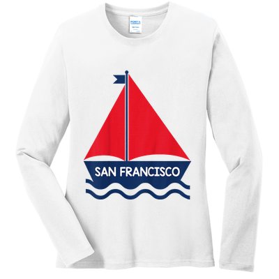 San Francisco California Sailing Boat Souvenir Ladies Long Sleeve Shirt