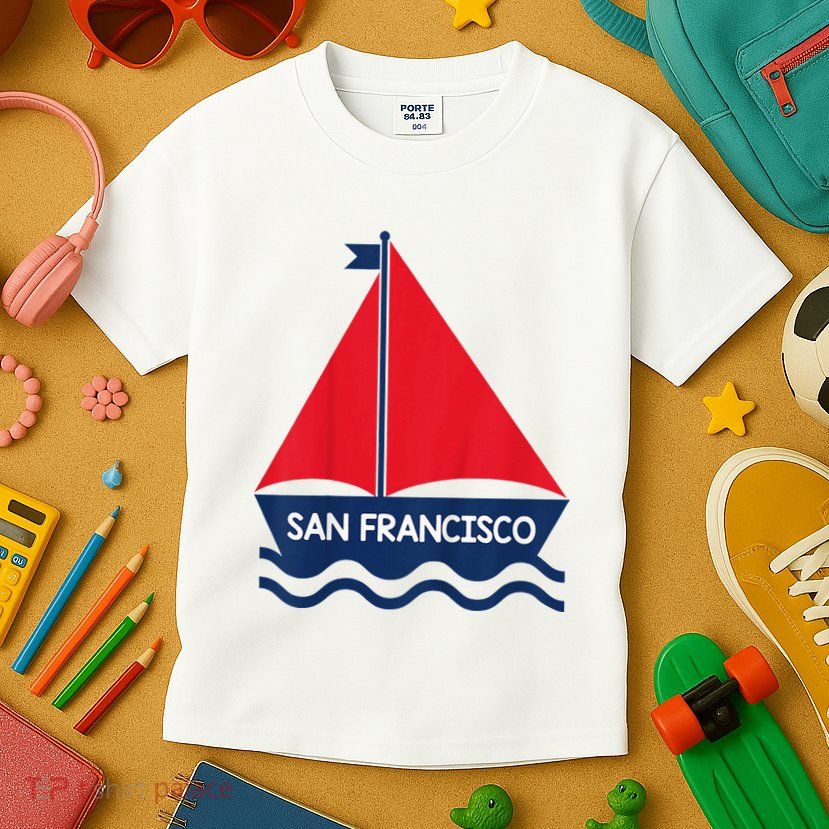 San Francisco California Sailing Boat Souvenir Kids T-Shirt