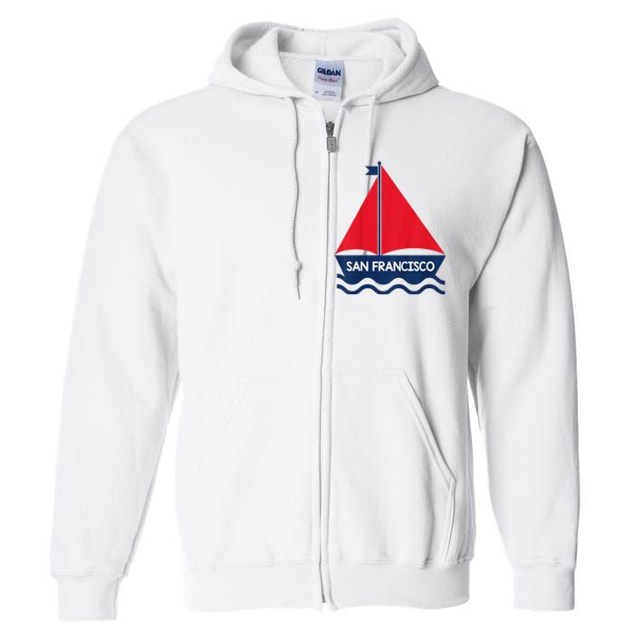 San Francisco California Sailing Boat Souvenir Full Zip Hoodie