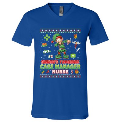 Santas Favorite Case Ager Nurse Dabbing Elf Christmas Gift V-Neck T-Shirt