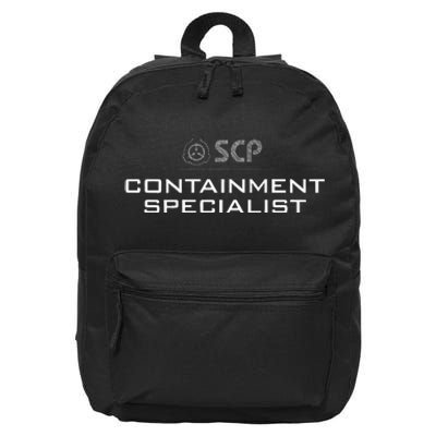 Scp Foundation Containment Specialist Design 16 in Basic Backpack