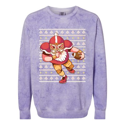 Santa Football Christmas Colorblast Crewneck Sweatshirt