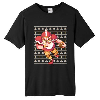 Santa Football Christmas Tall Fusion ChromaSoft Performance T-Shirt