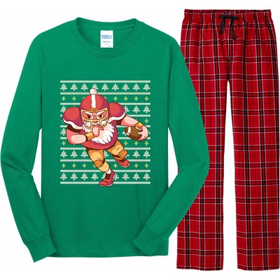 Santa Football Christmas Long Sleeve Pajama Set