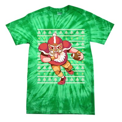 Santa Football Christmas Tie-Dye T-Shirt