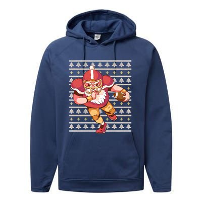 Santa Football Christmas Performance Fleece Hoodie