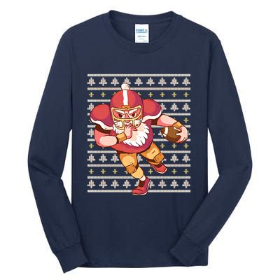 Santa Football Christmas Tall Long Sleeve T-Shirt